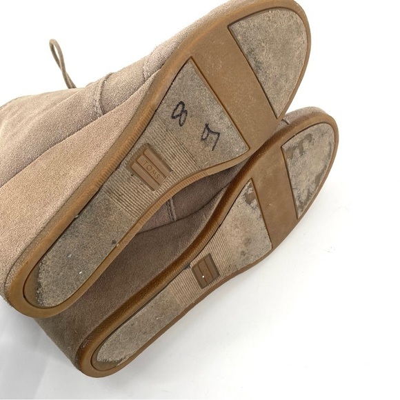 TOMS Suede Taupe Desert Wedge Lace Up Ankle Boot Booties - Picture 7 of 8